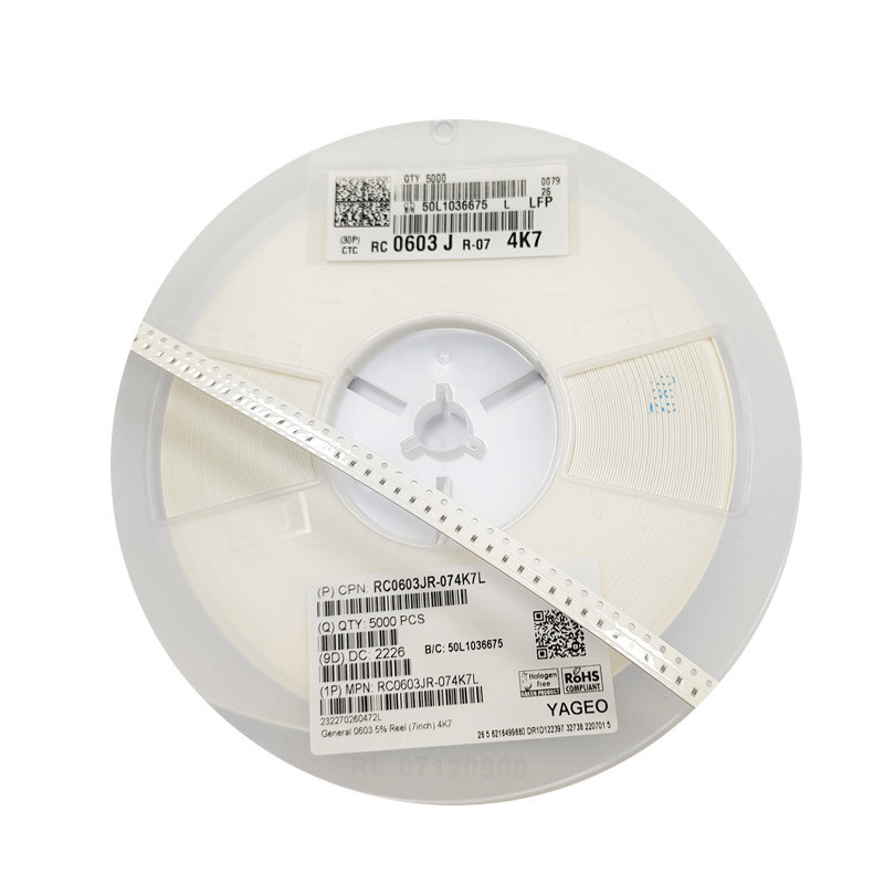RC0603JR-074K7L YAGEO Res Thick Film Flat Chip Resistor SMD 0603 4.7K Ohm Pad